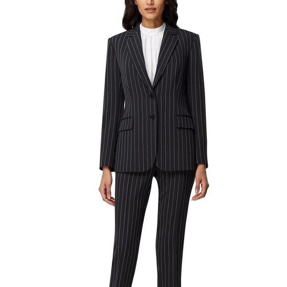 Tahari ASL Petite Chalk-Stripe Two-Button Blazer - Picture 1 of 3